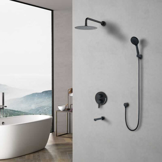 Round 3-Function Shower Set - Matte Black