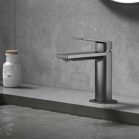 Brass Single Handle Bathroom Faucet - Gunmetal Grey