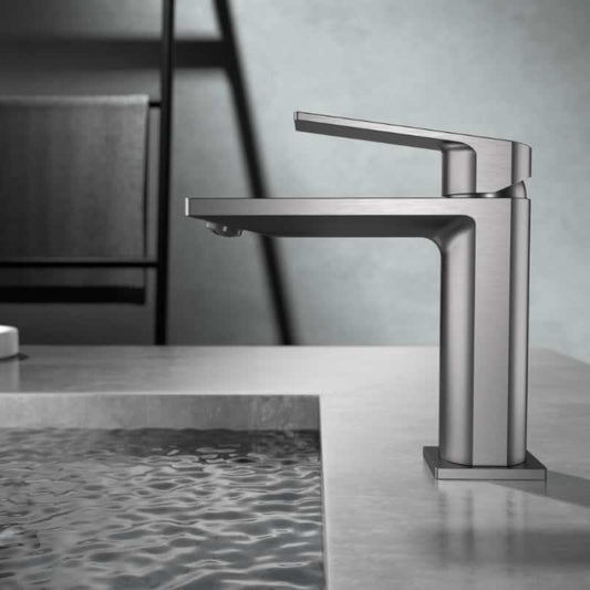 Brass Single Handle Bathroom Faucet - Gunmetal Grey