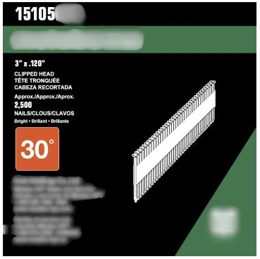 3-inch 30° Strip Framing Nails - Box of 2500