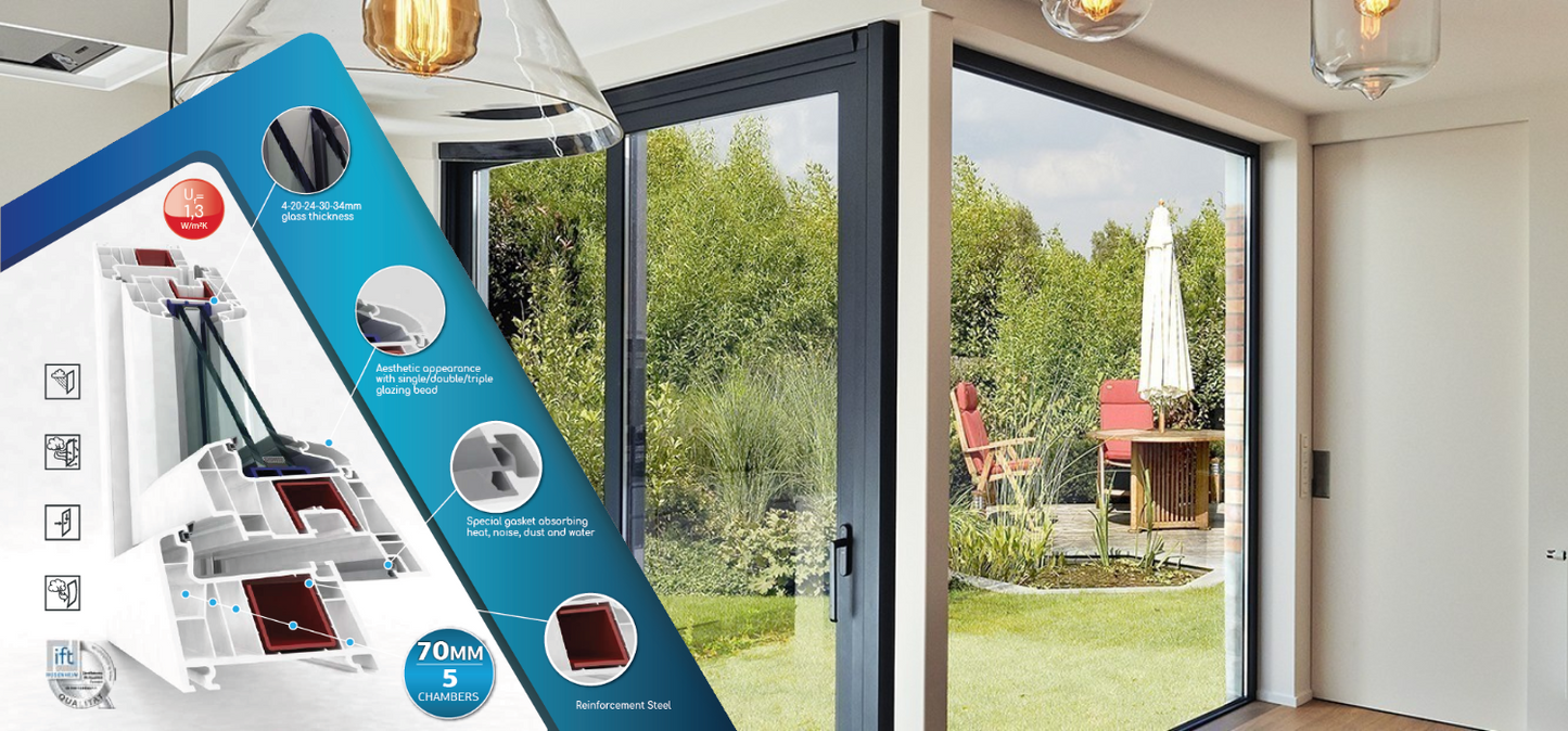 Windows - Tilt & Turn 70 mm - Black - White (Ext - Interior)
