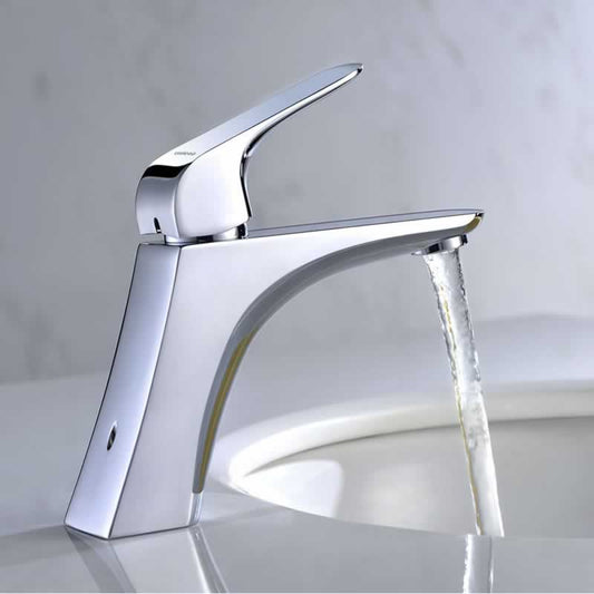 Brass Single Handle Bathroom Faucet - Polished Chrome