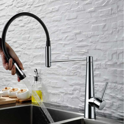 Pull-Out Brass Kitchen Faucet - Polished Chrome