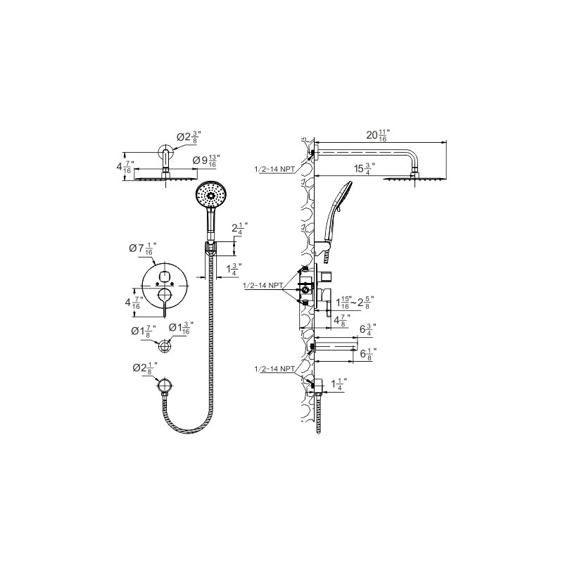 Round 3-Function Shower Set - Polished Chrome