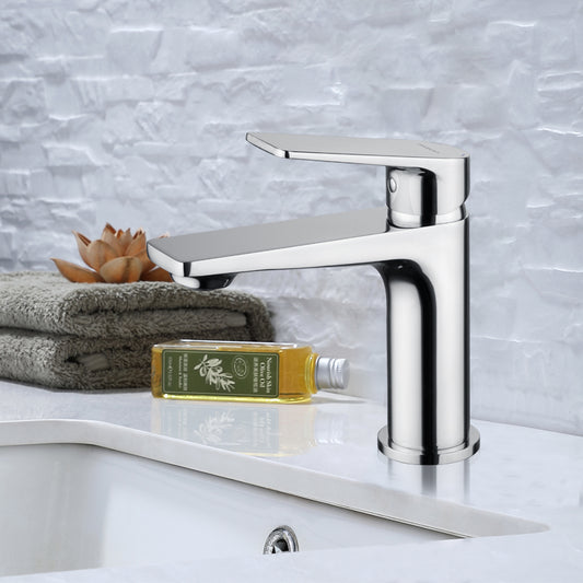 Brass Single Handle Bathroom Faucet - Polished Chrome