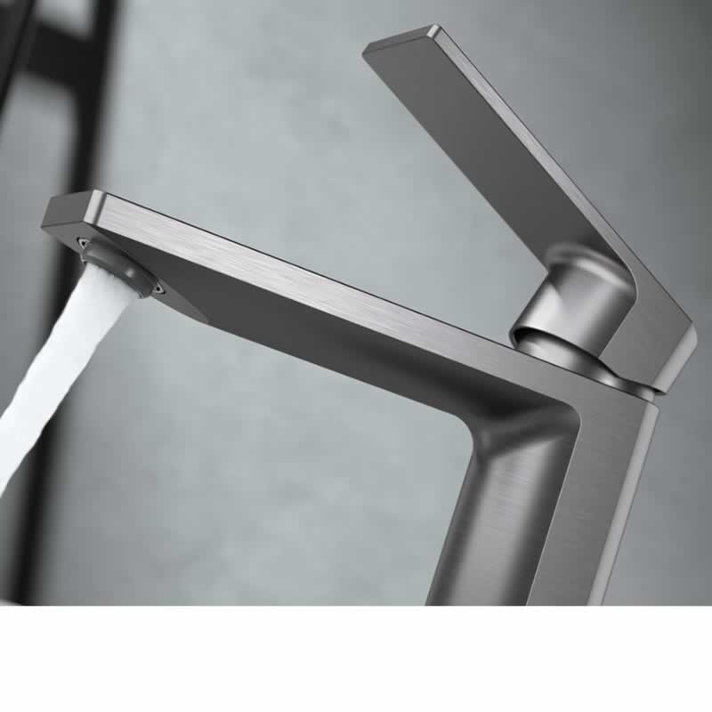 Brass Single Handle Bathroom Faucet - Gunmetal Grey