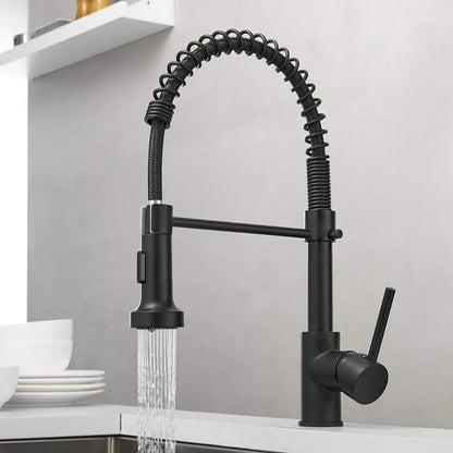 CUPC Certified Brass Pull-Down Kitchen Faucet - Matte Black