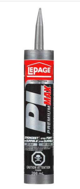 LePage PL Premium Max Polymer-Based Construction Adhesive Grey 266-ml
