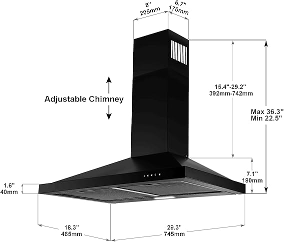 SNDOAS GD1775BPA Wall-Mounted Range Hood