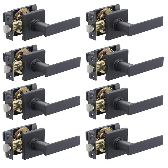 8-Pack Black Reversible Passage Lever