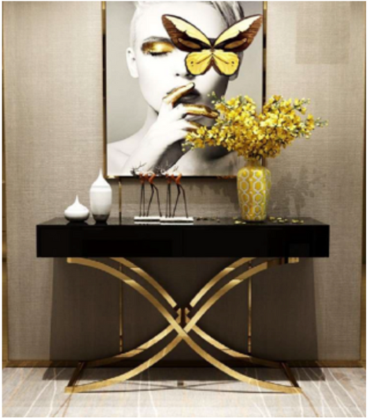 Golden Leg Console Table with Mirror