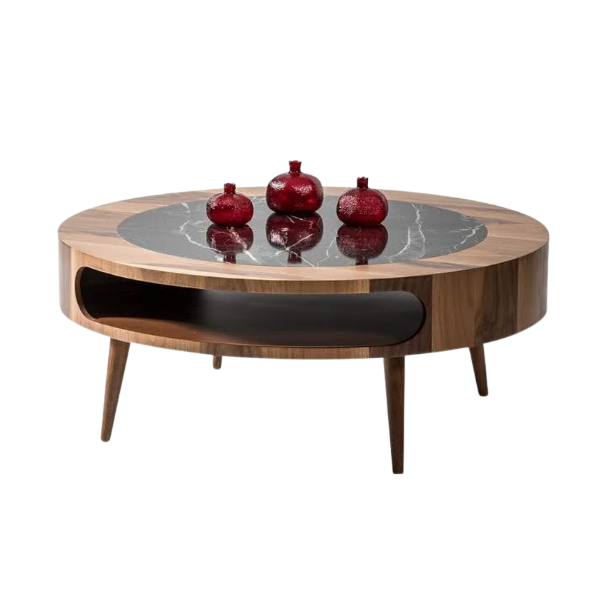 Round Coffee Table with Shelf